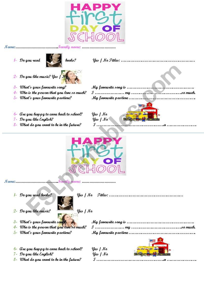 first meeting with pupils worksheet