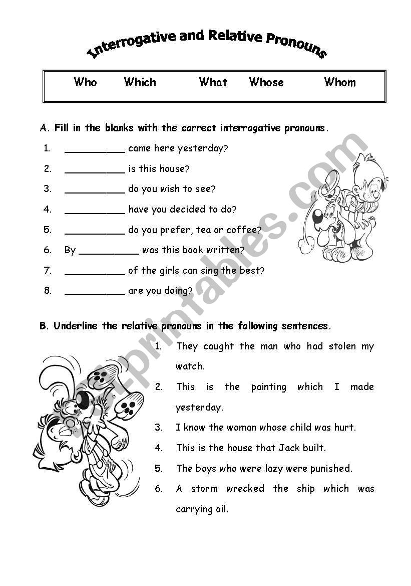 Interogative and relative pronouns