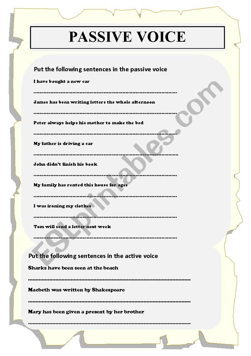 PASSIVE VOICE worksheet