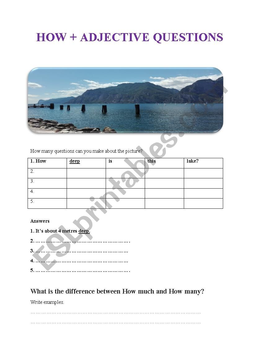 How...Questions worksheet