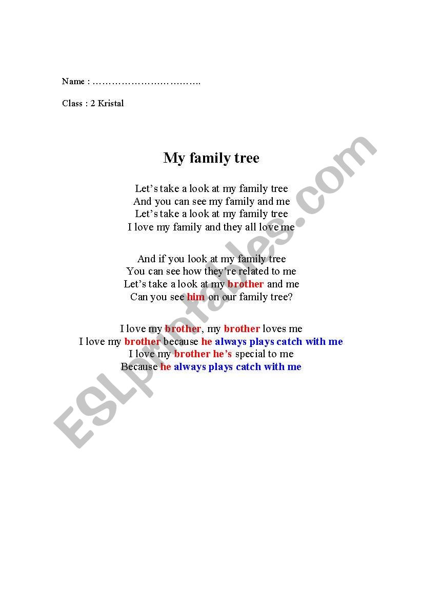 My family tree worksheet