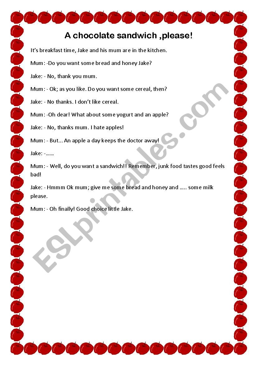 reading comprehension worksheet