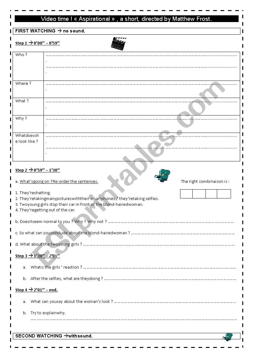 selfies worksheet