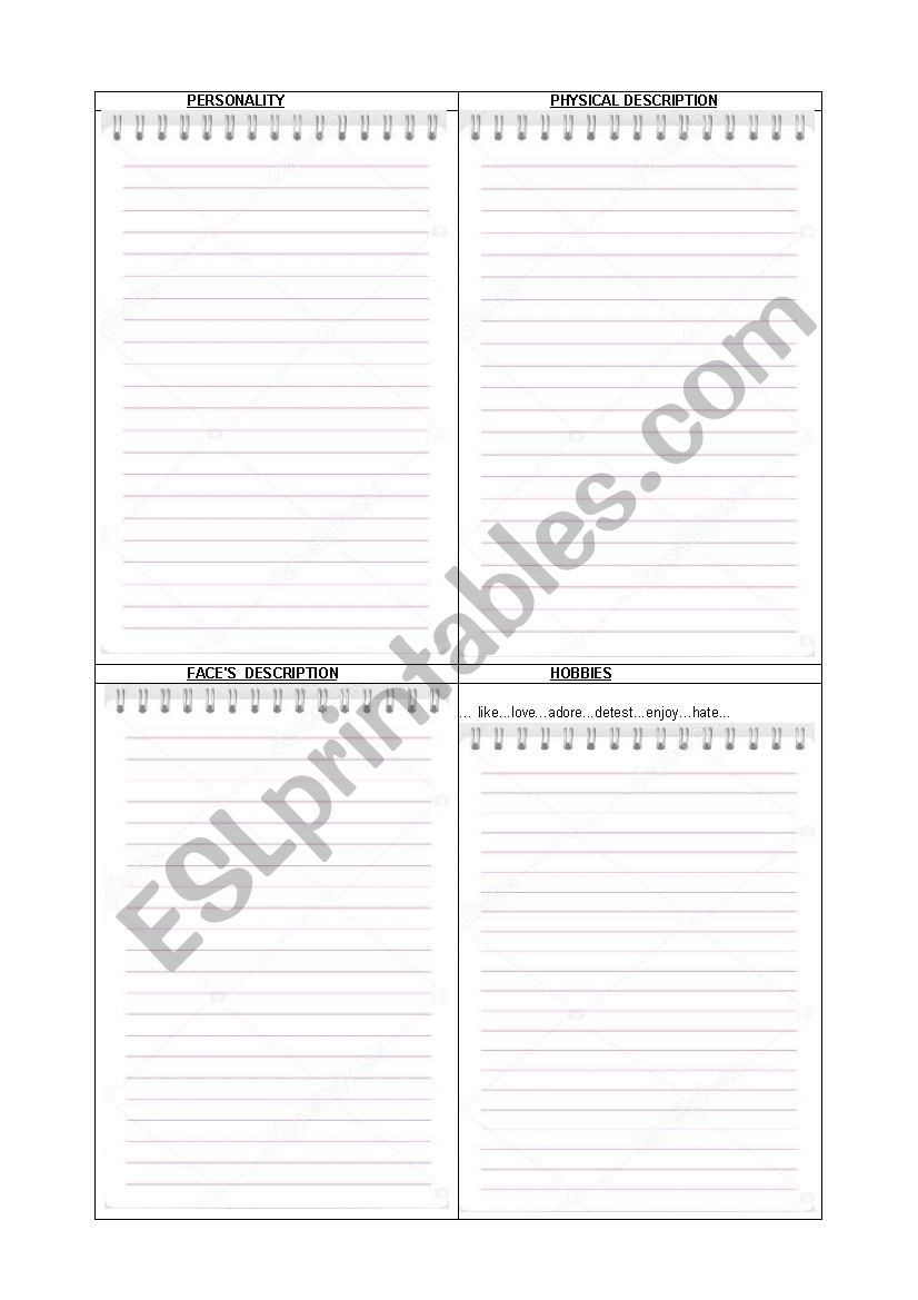 HOW TO DESCRIBE SOMEONE worksheet
