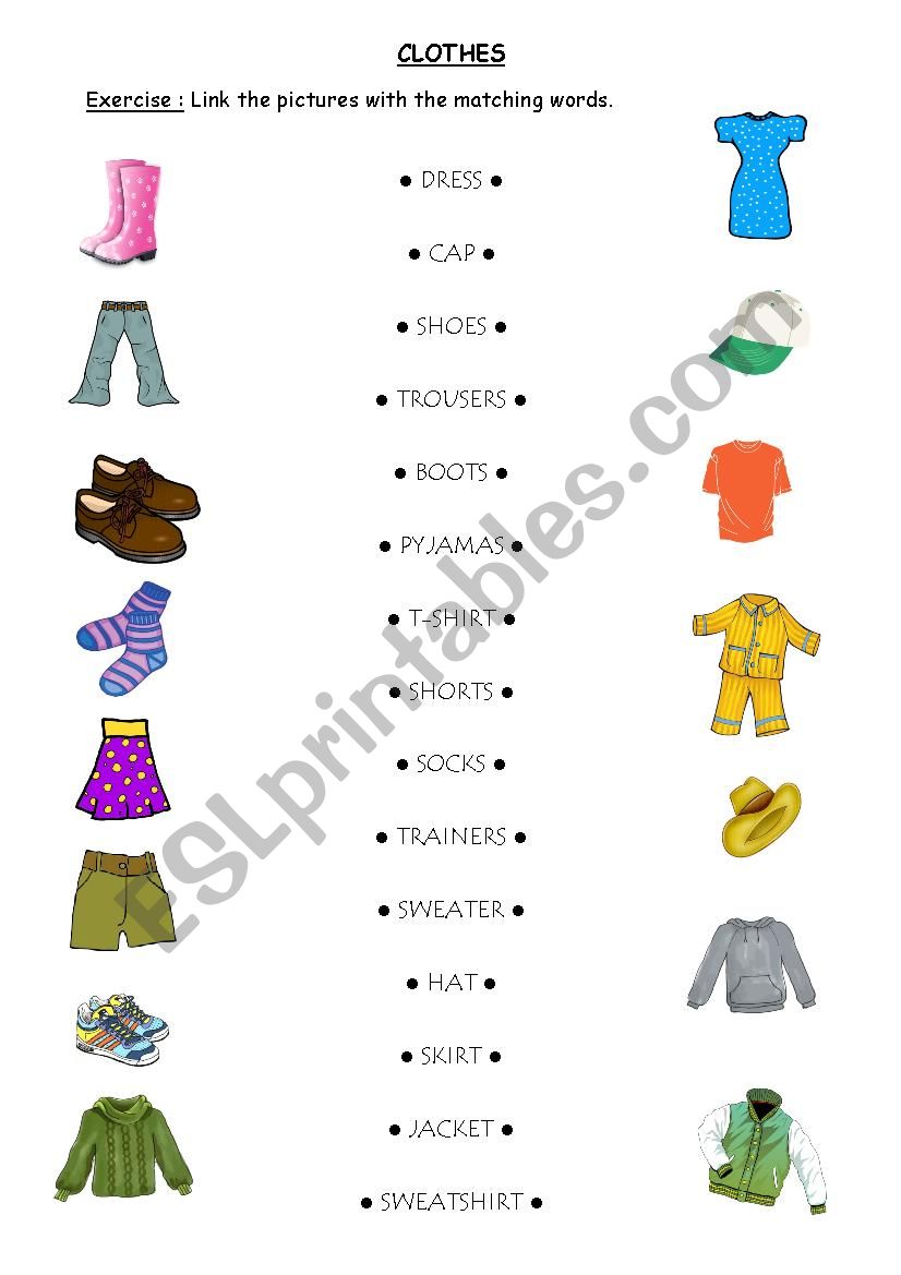 Clothes exercice 2 worksheet