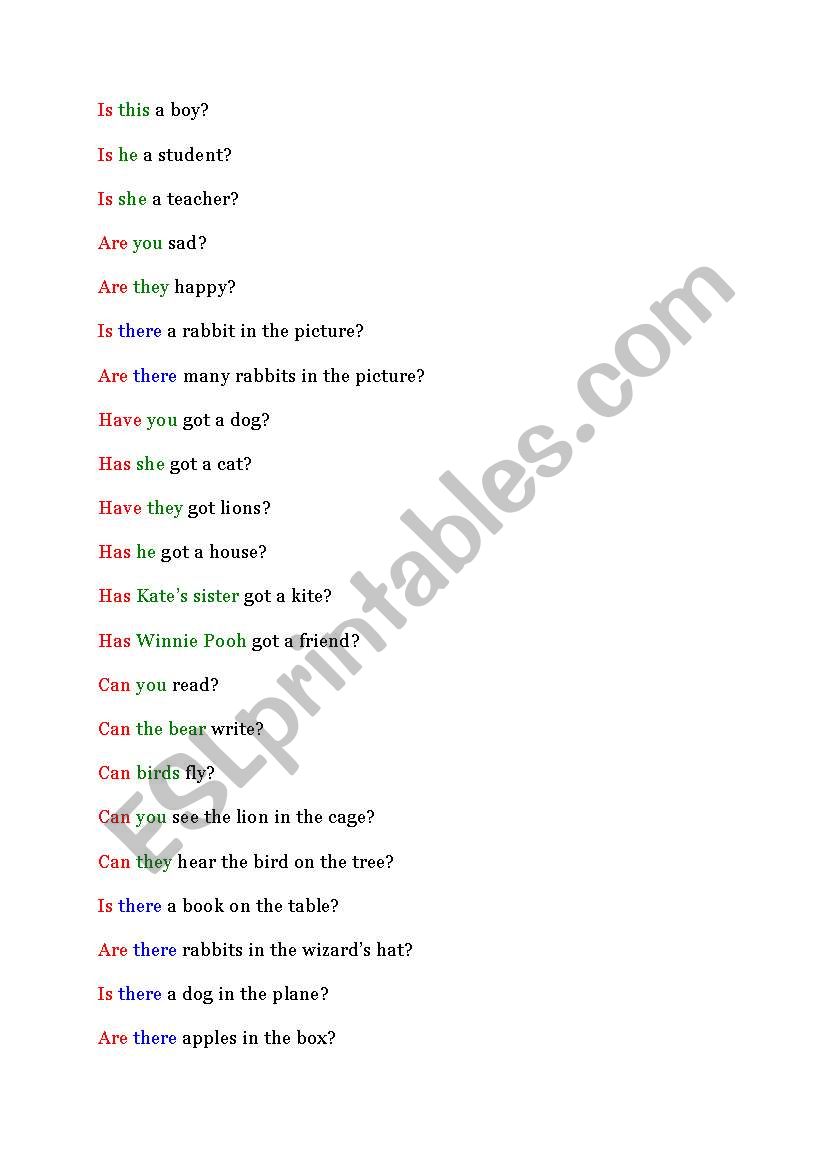 Short Answers worksheet