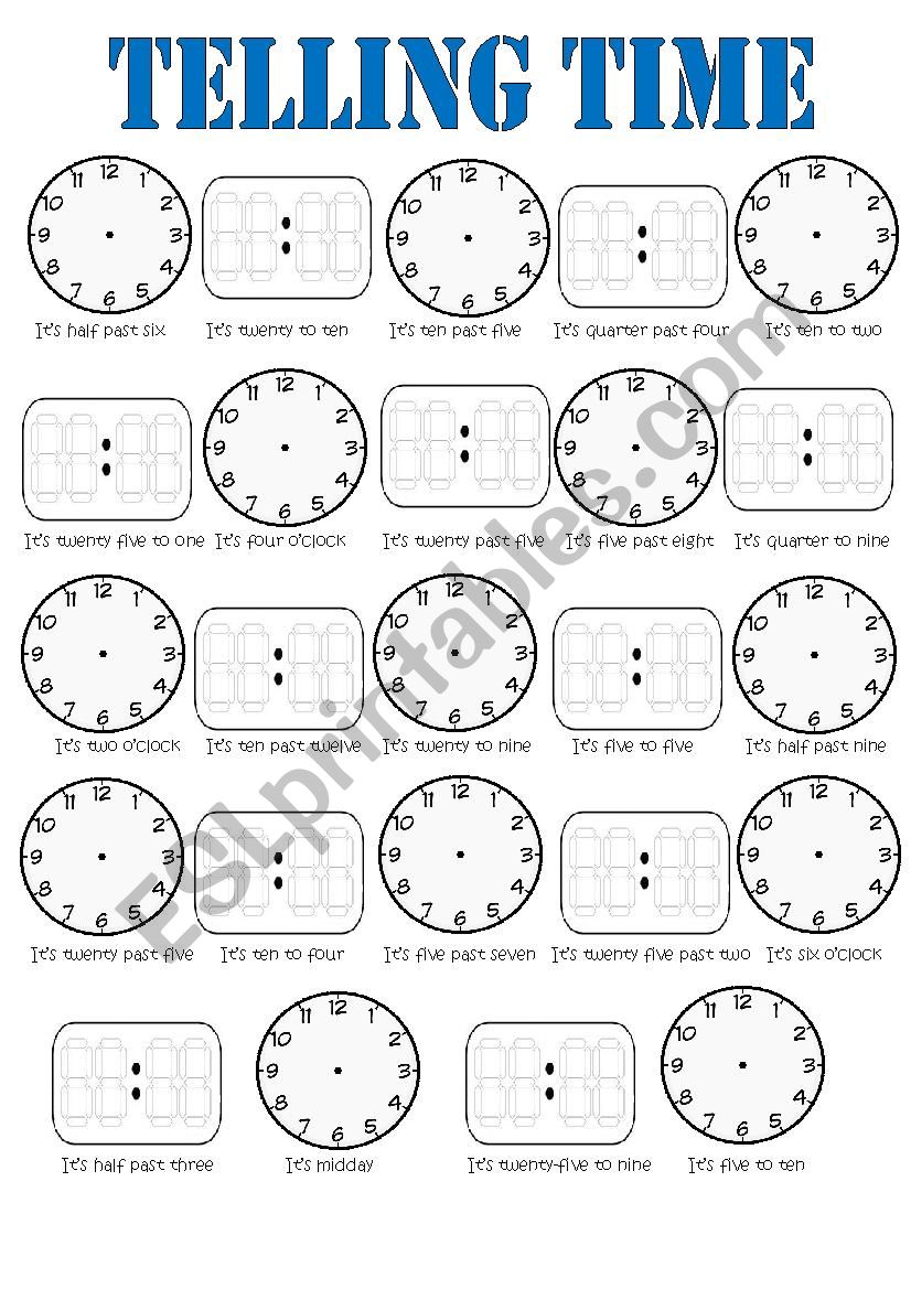 Telling Time worksheet