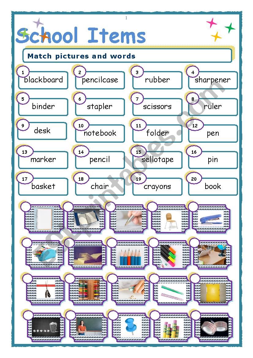 Back to School worksheet