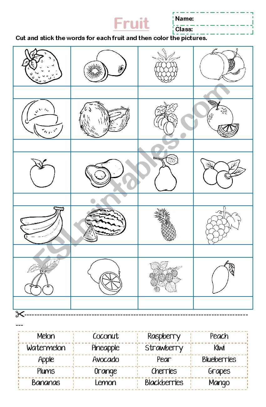 Recognizing fruit! worksheet