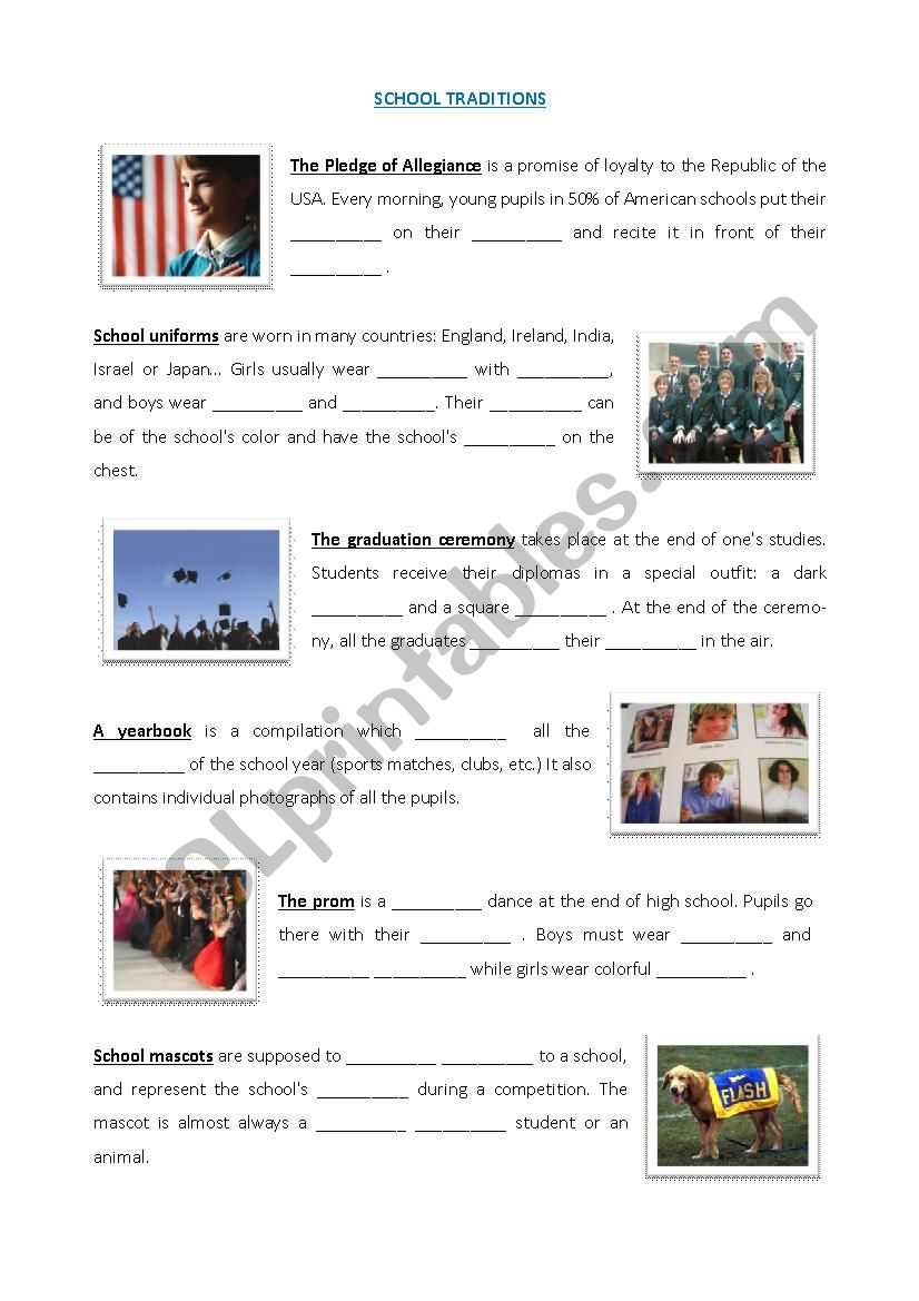 American schools traditions worksheet