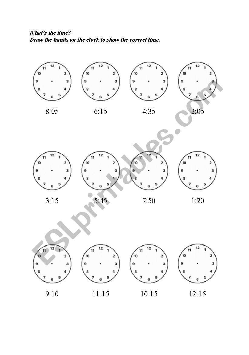 Whats the time? worksheet