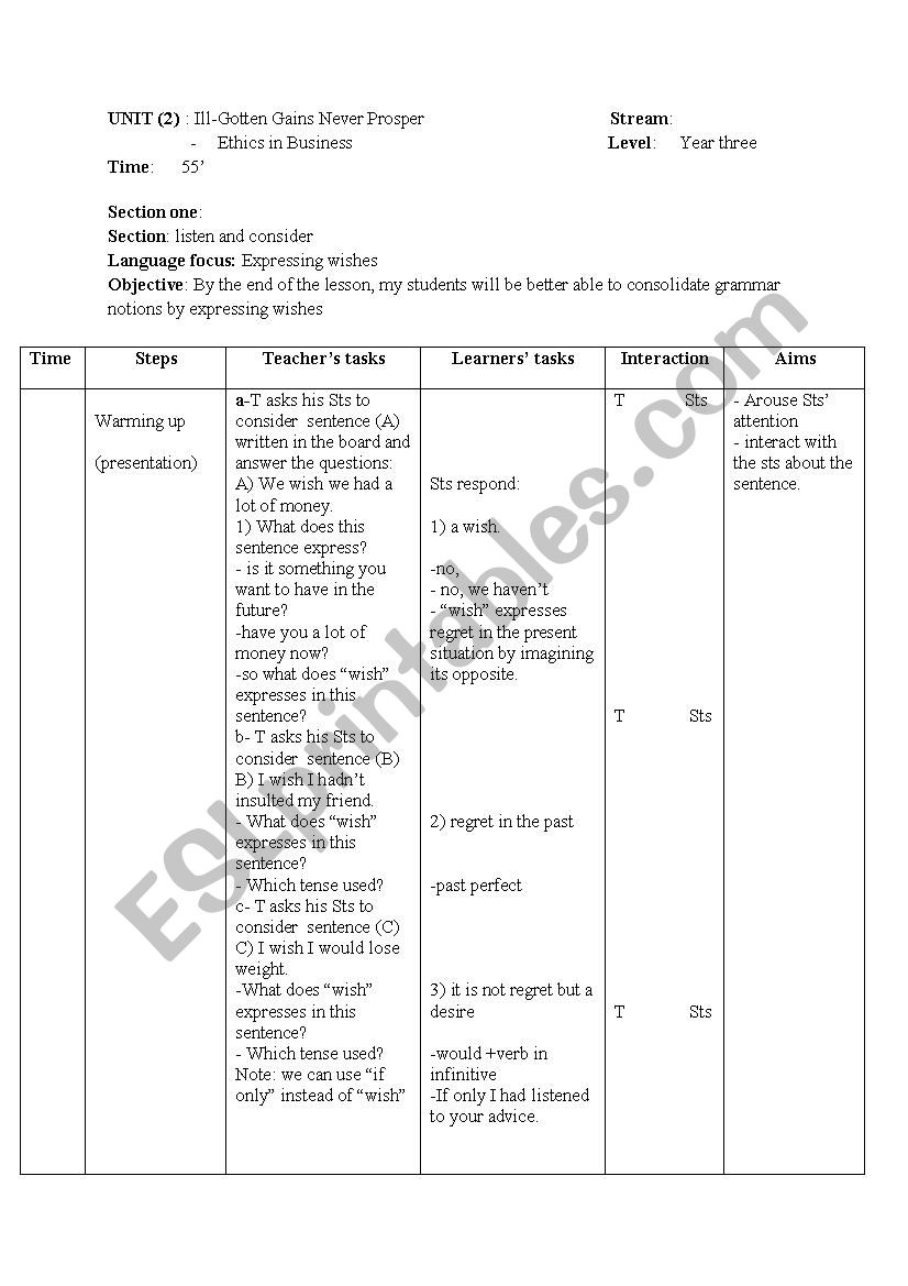 lesson plan worksheet