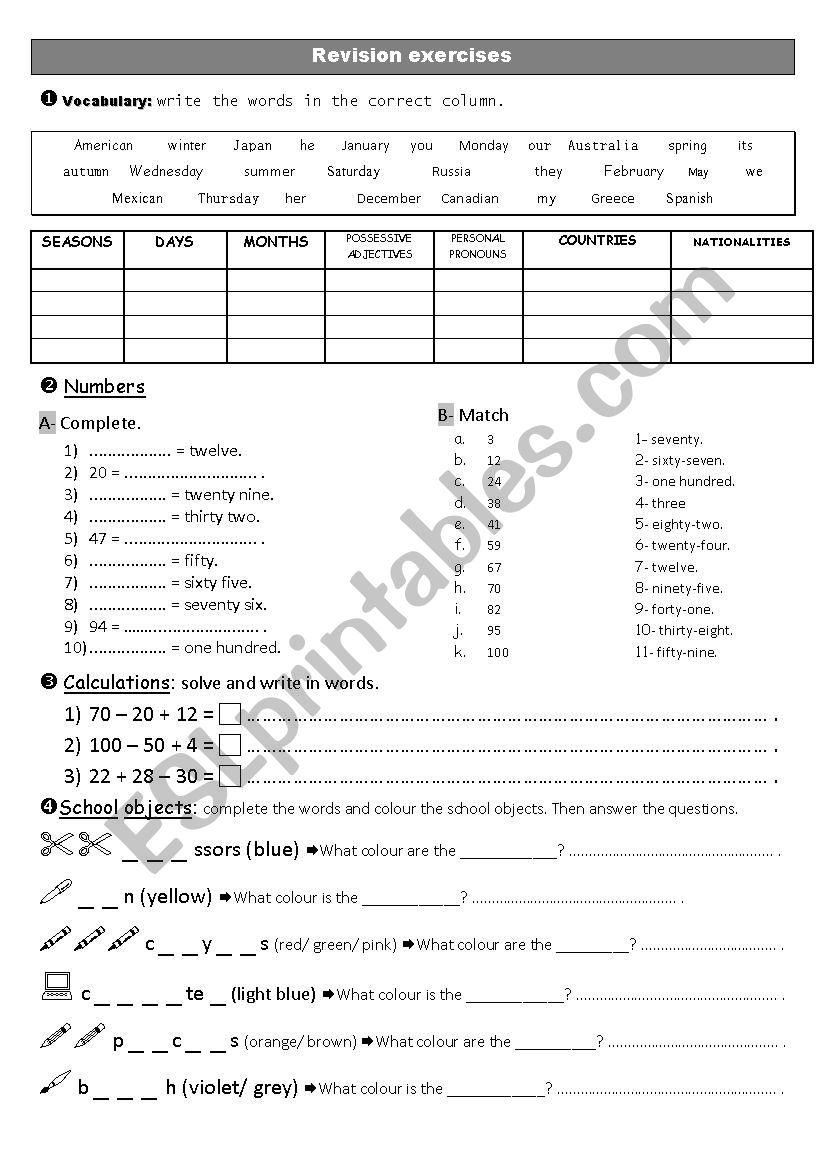 Revision exercises - 1st course