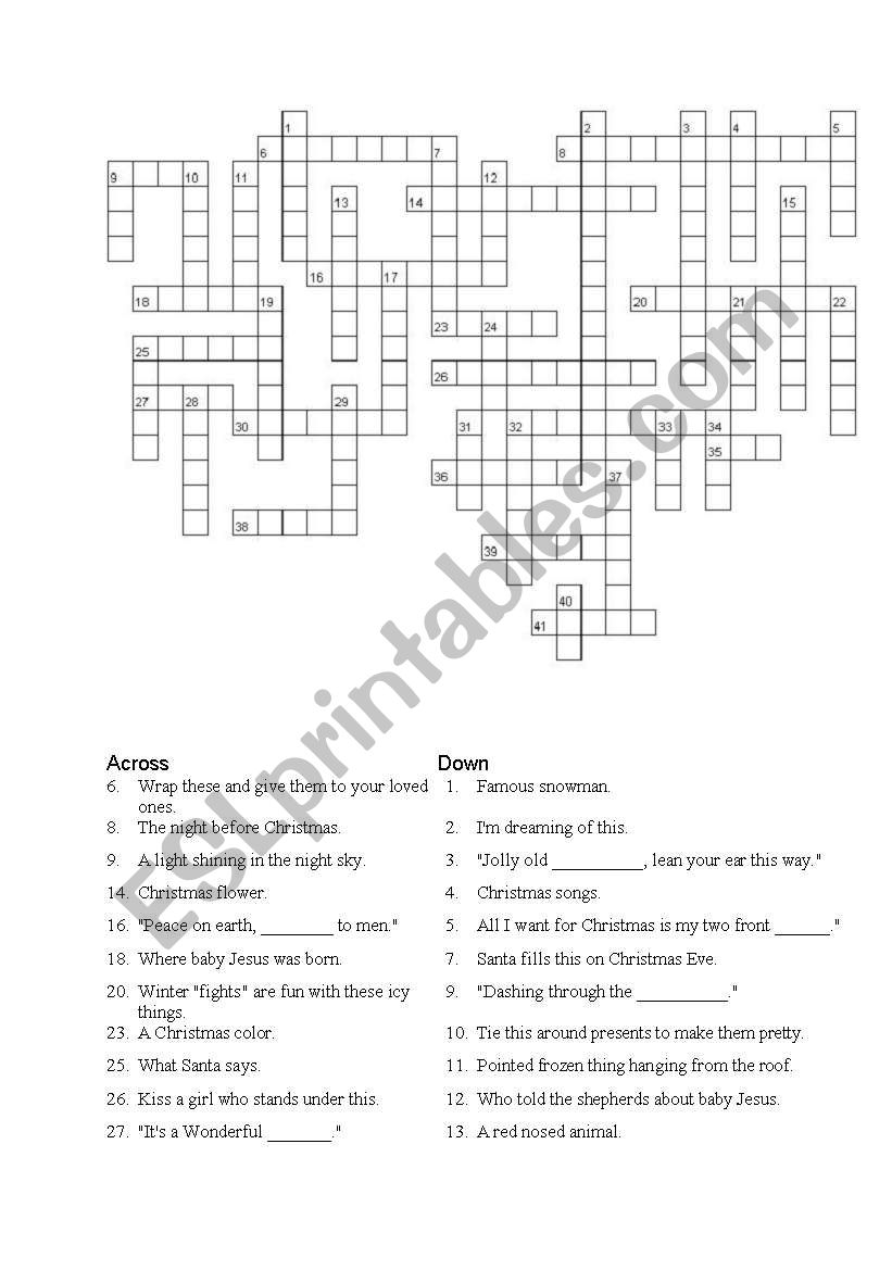 Christmas Crossword worksheet