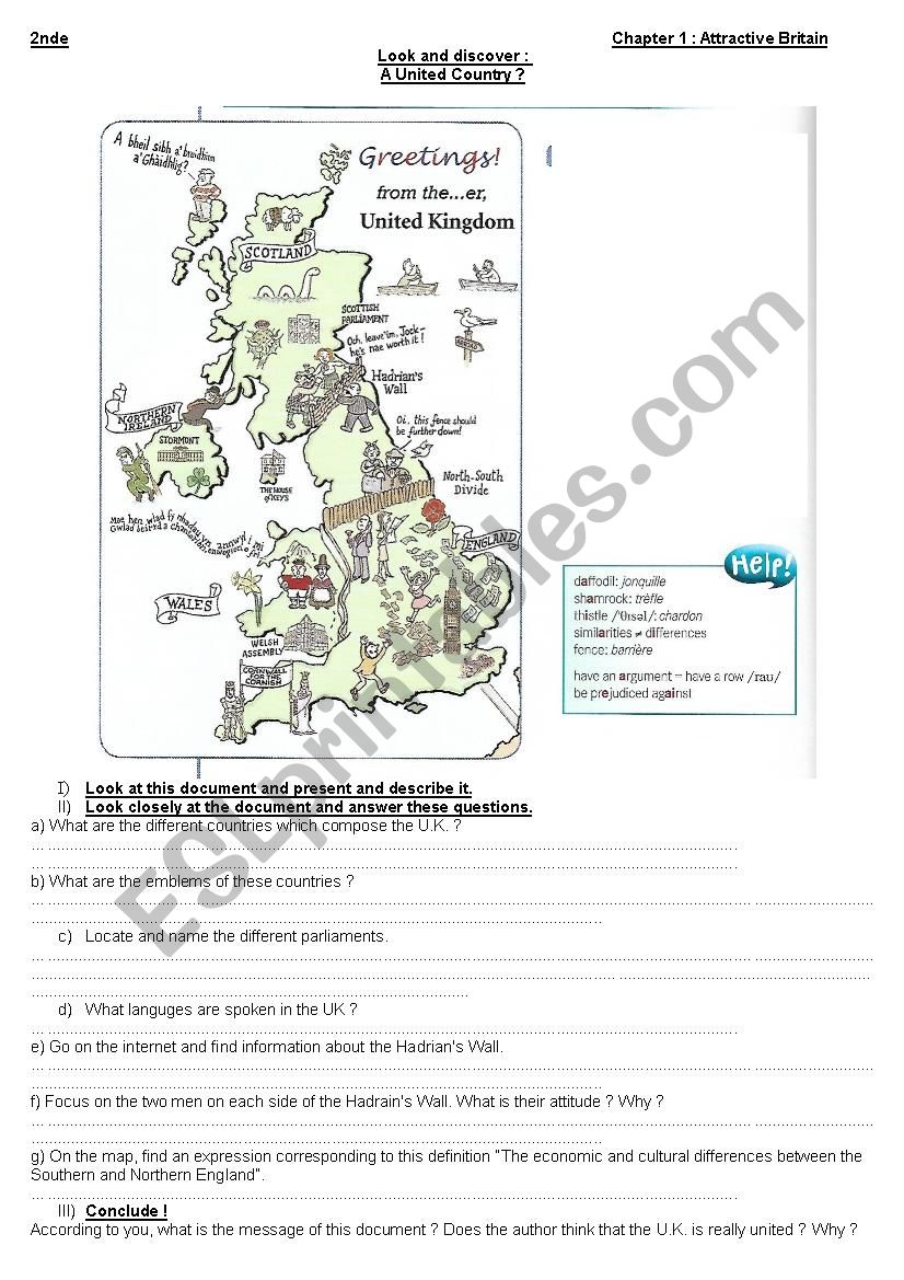 A United Kingdom ? worksheet