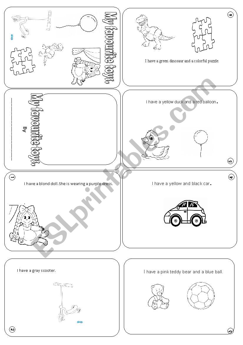 Mini Book of toys worksheet