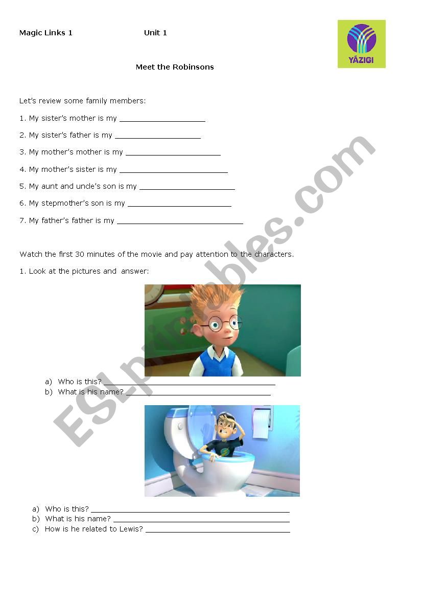 Meet The Robinsons worksheet