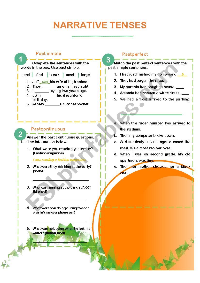 Narrative Tenses worksheet