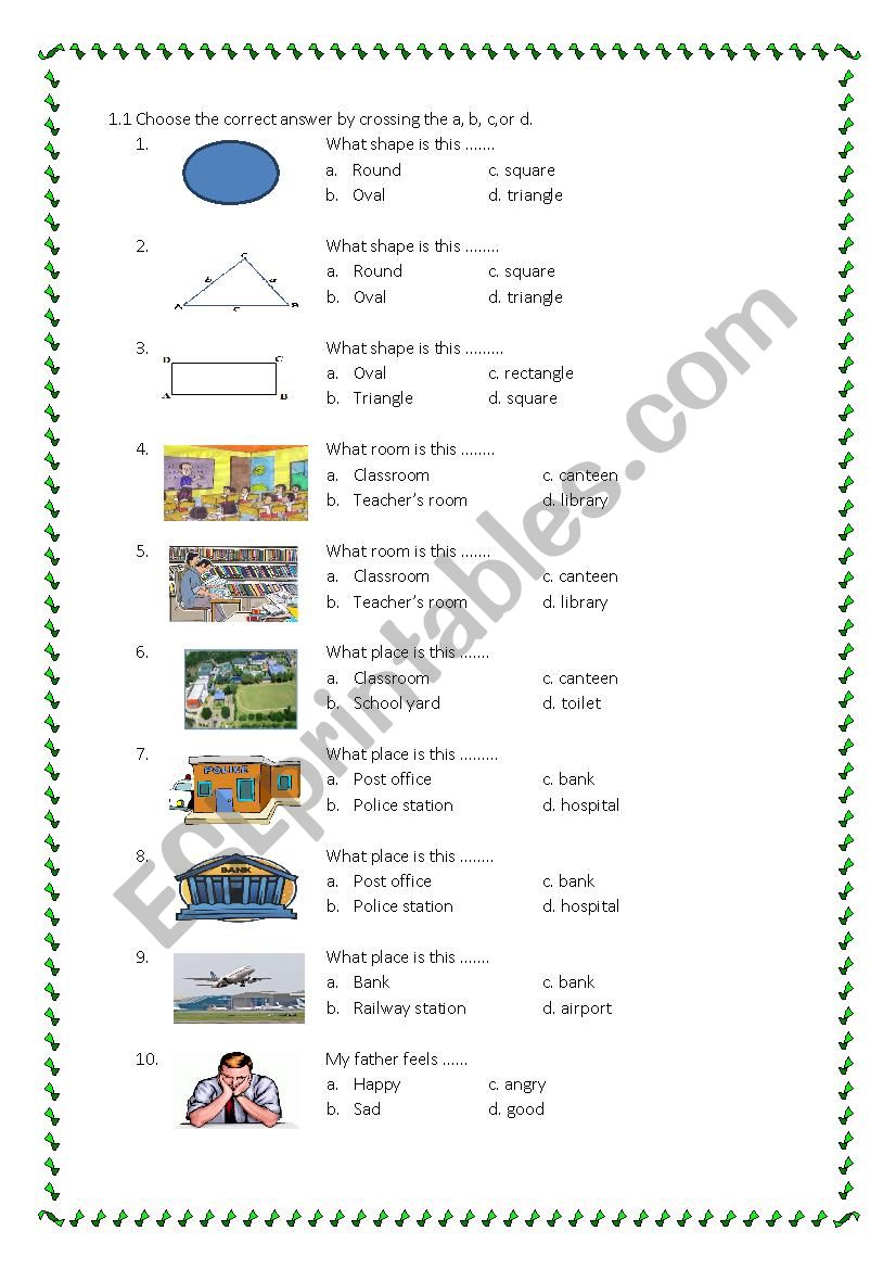 public place worksheet