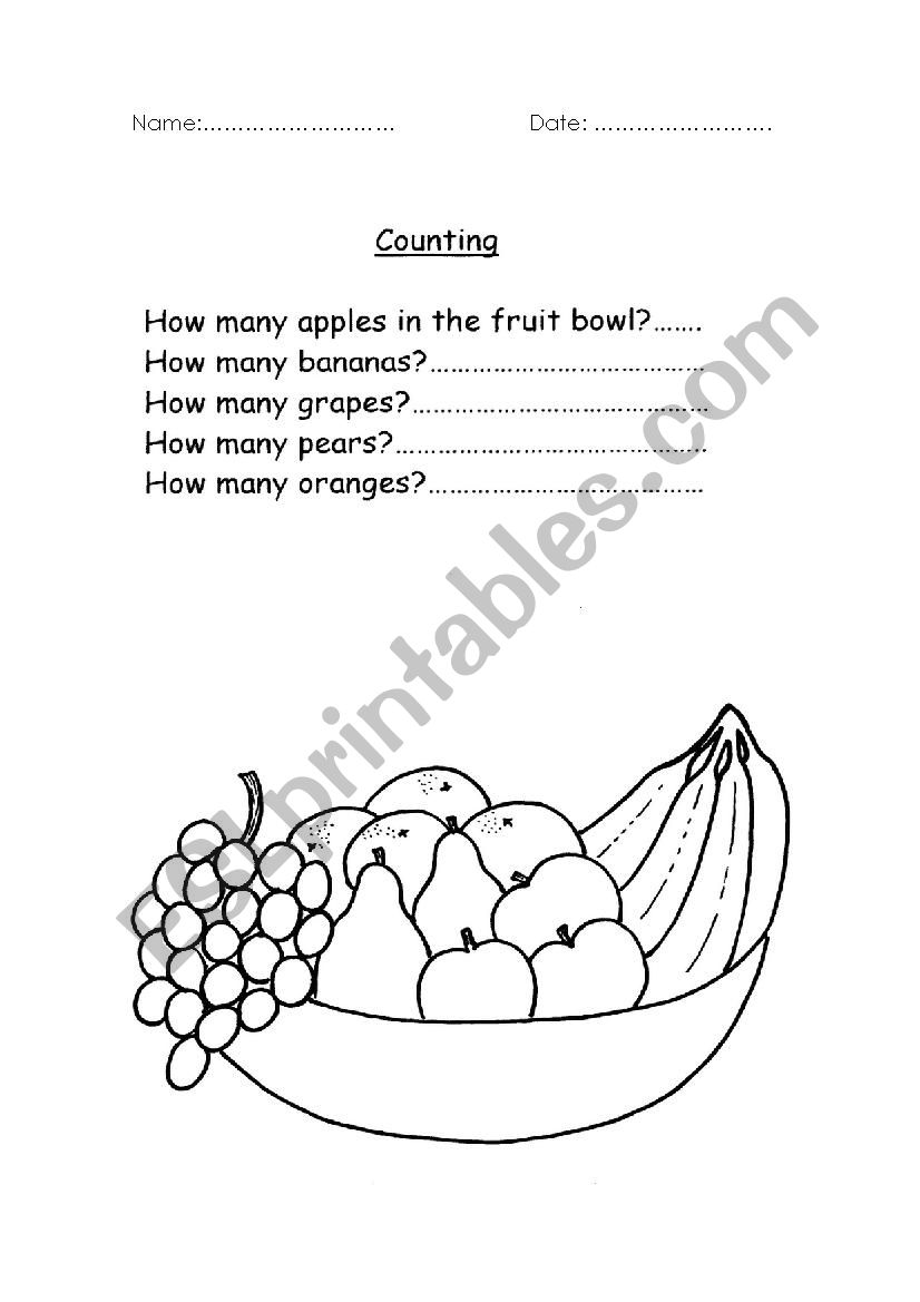 counting fruit worksheet