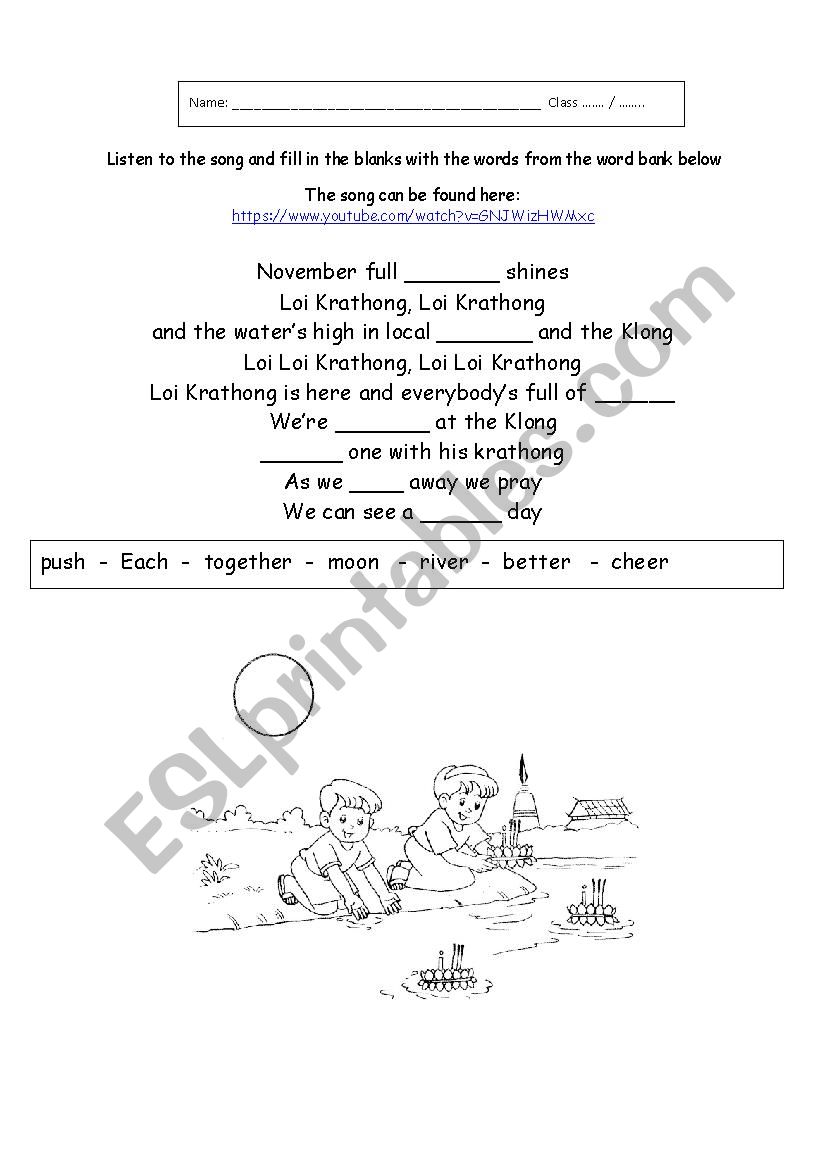 Loy Krathong worksheet