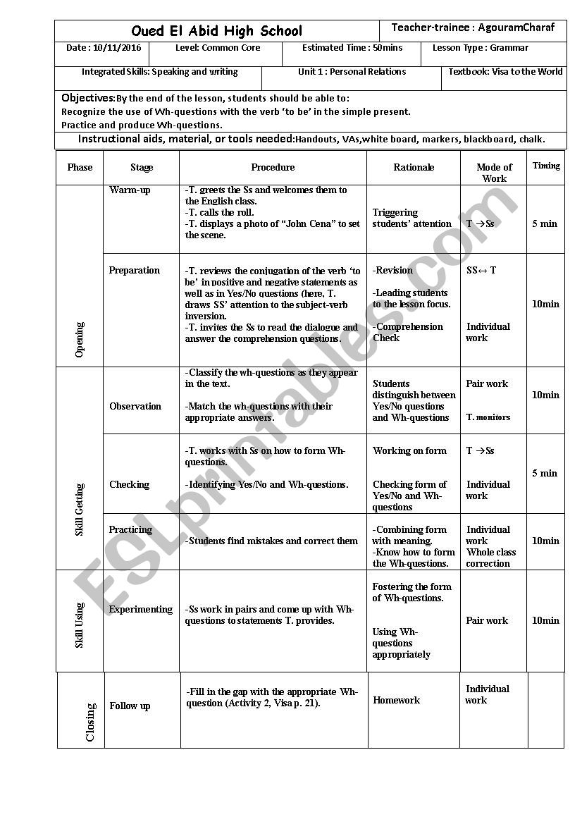 Wh-questions worksheet