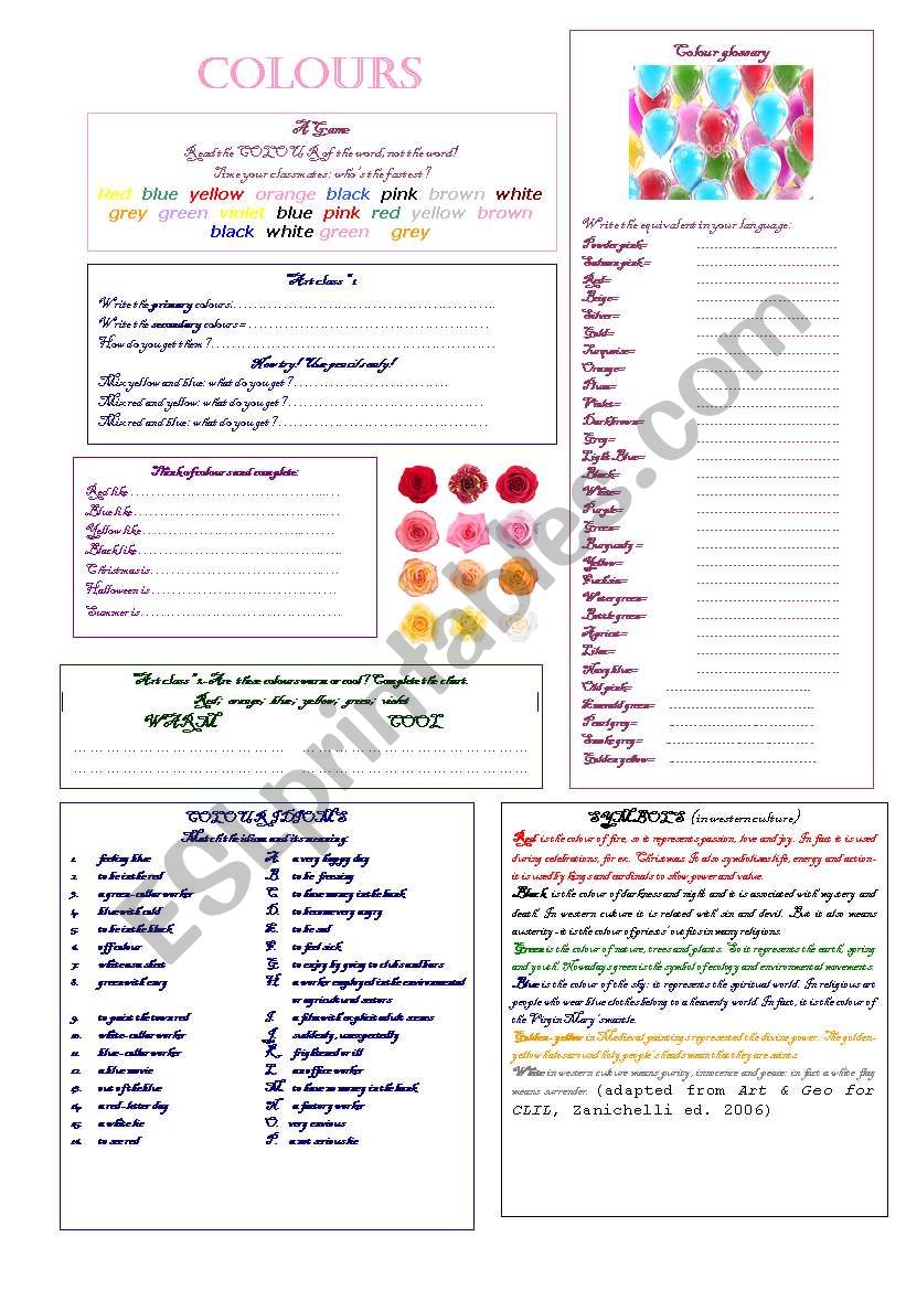 COLOURS worksheet