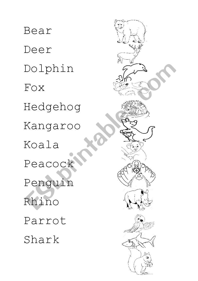 Animals - Tracing worksheet  worksheet