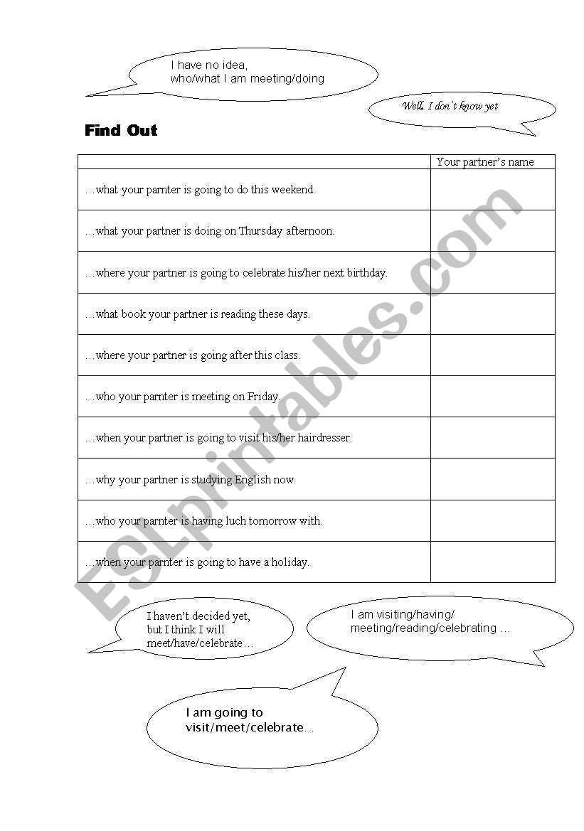 find out worksheet