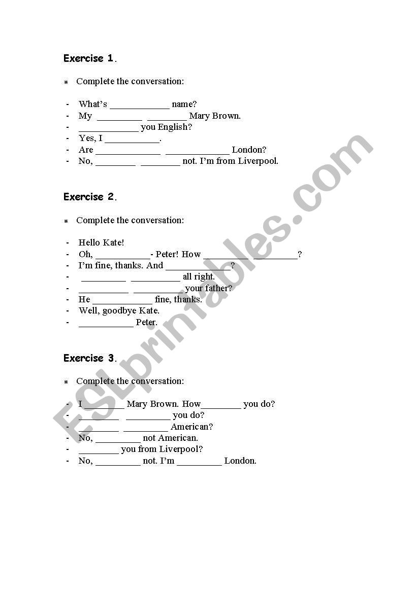 Dialogues worksheet