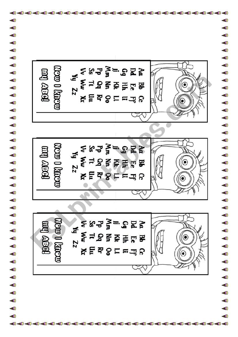 ALPHABET BOOKMARKS WITH MINIONS