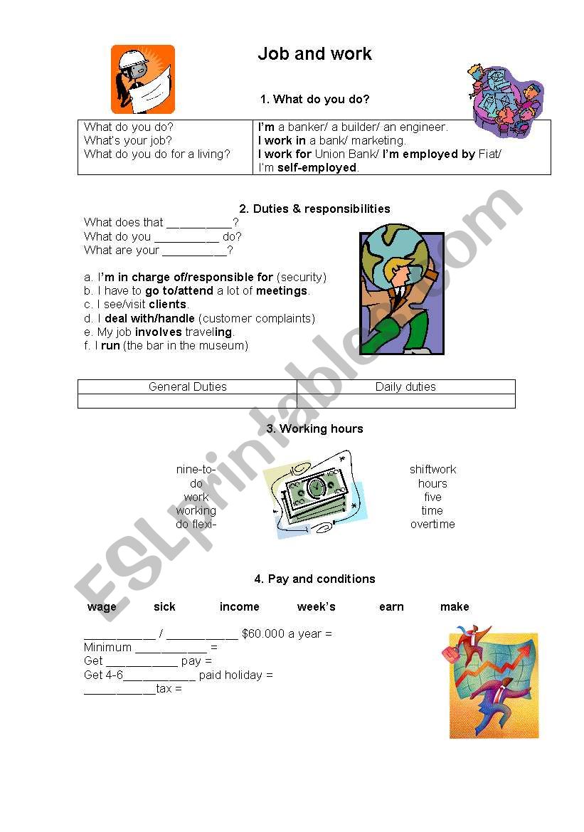 Job and Work worksheet