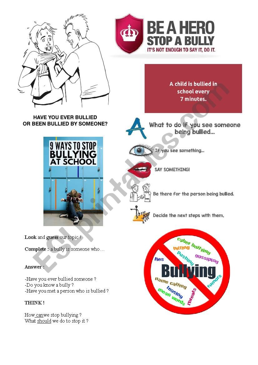 anti bullying worksheet worksheet