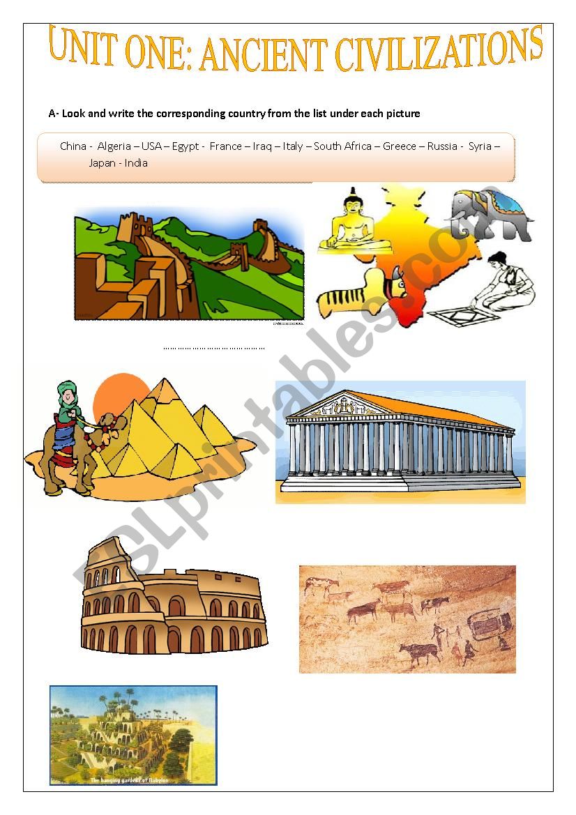 ancient civilizations worksheet