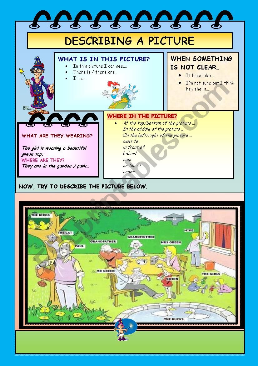 DESCRIBING A PICTURE worksheet