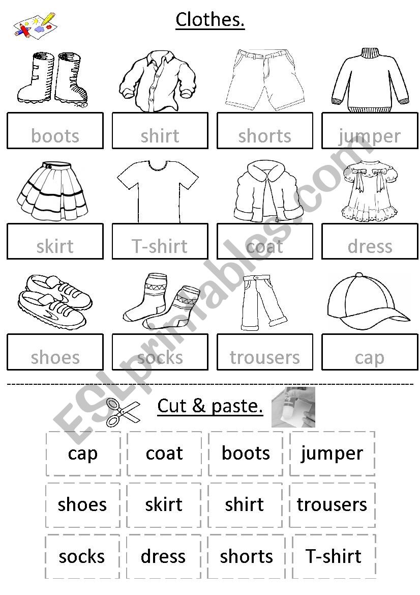 Clothes - cut & paste worksheet