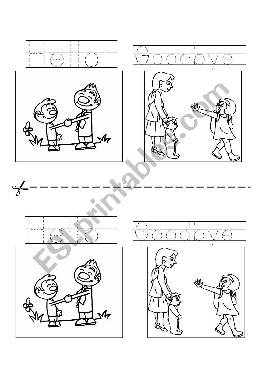 TRACE greeting and farewell  worksheet