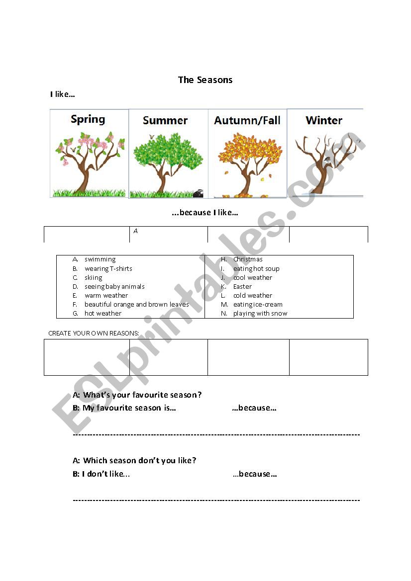 The Seasons worksheet