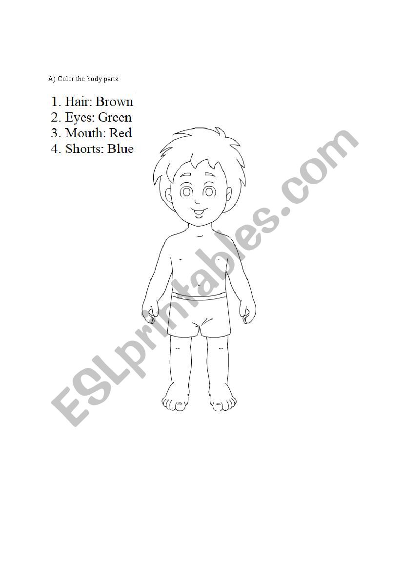 Body parts  worksheet