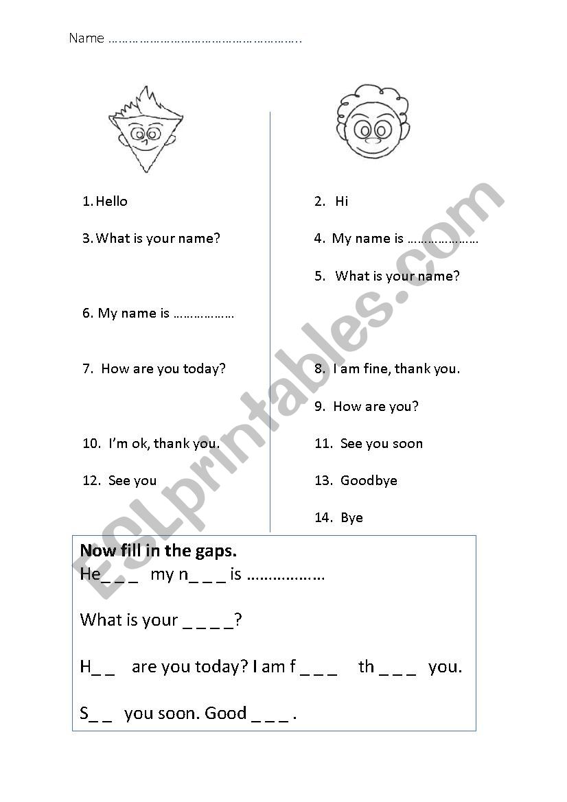 Basic Greetings worksheet
