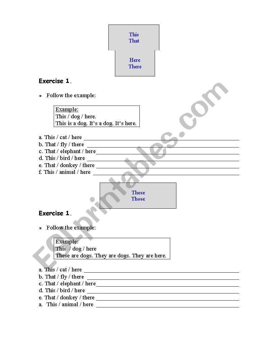 this that here there worksheet