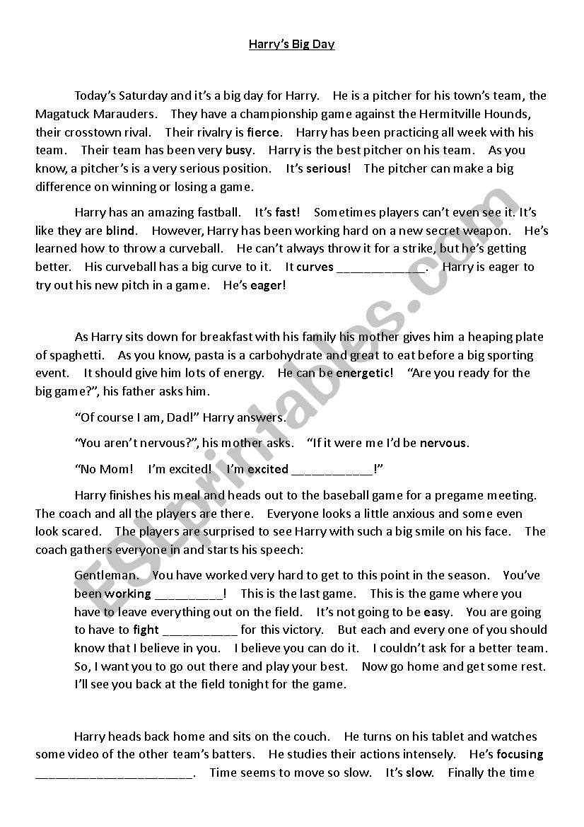 Similes and Story Rewriting worksheet