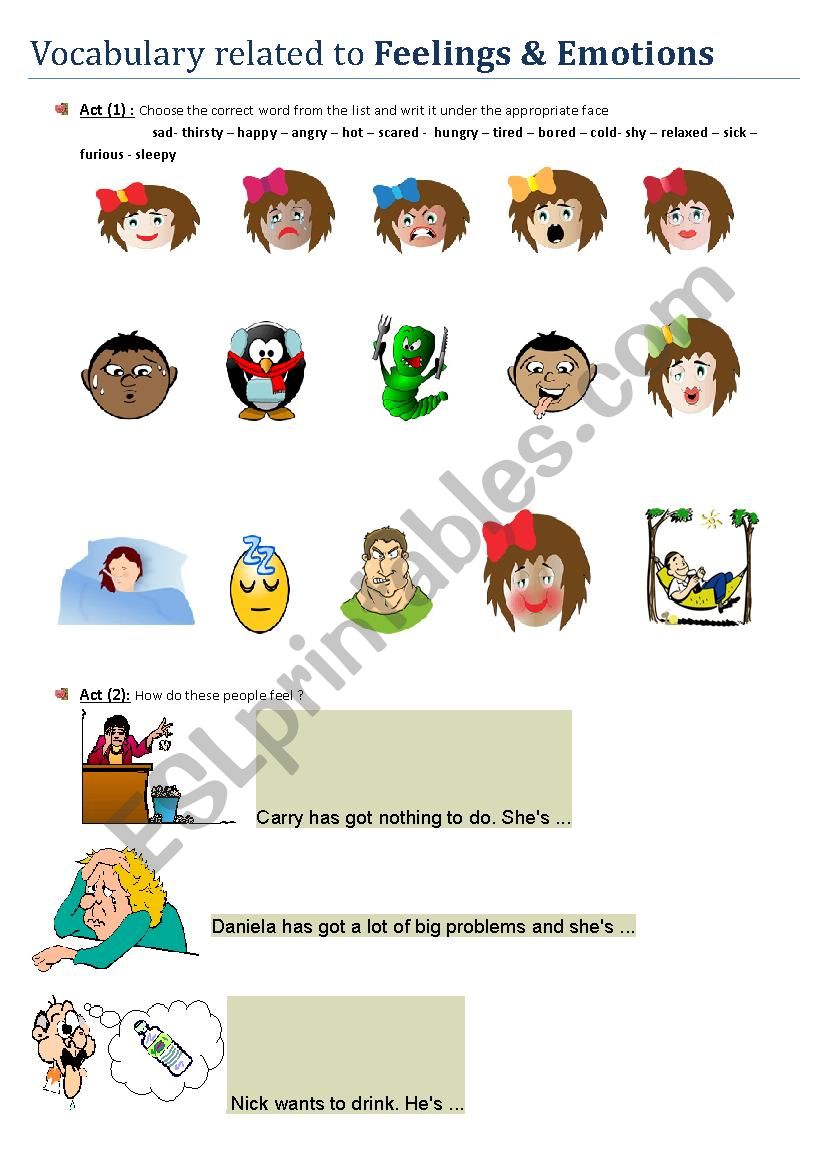 feelings & emotions worksheet