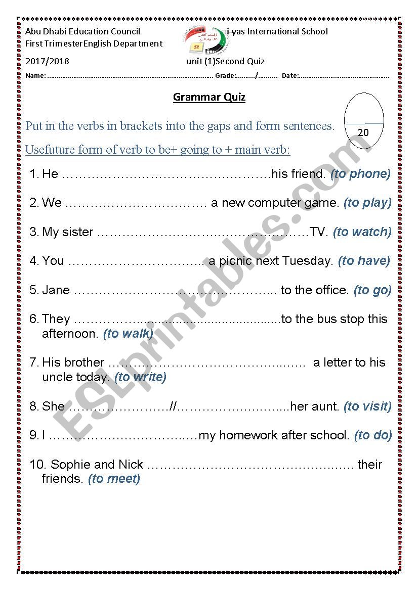 grammar quiz worksheet