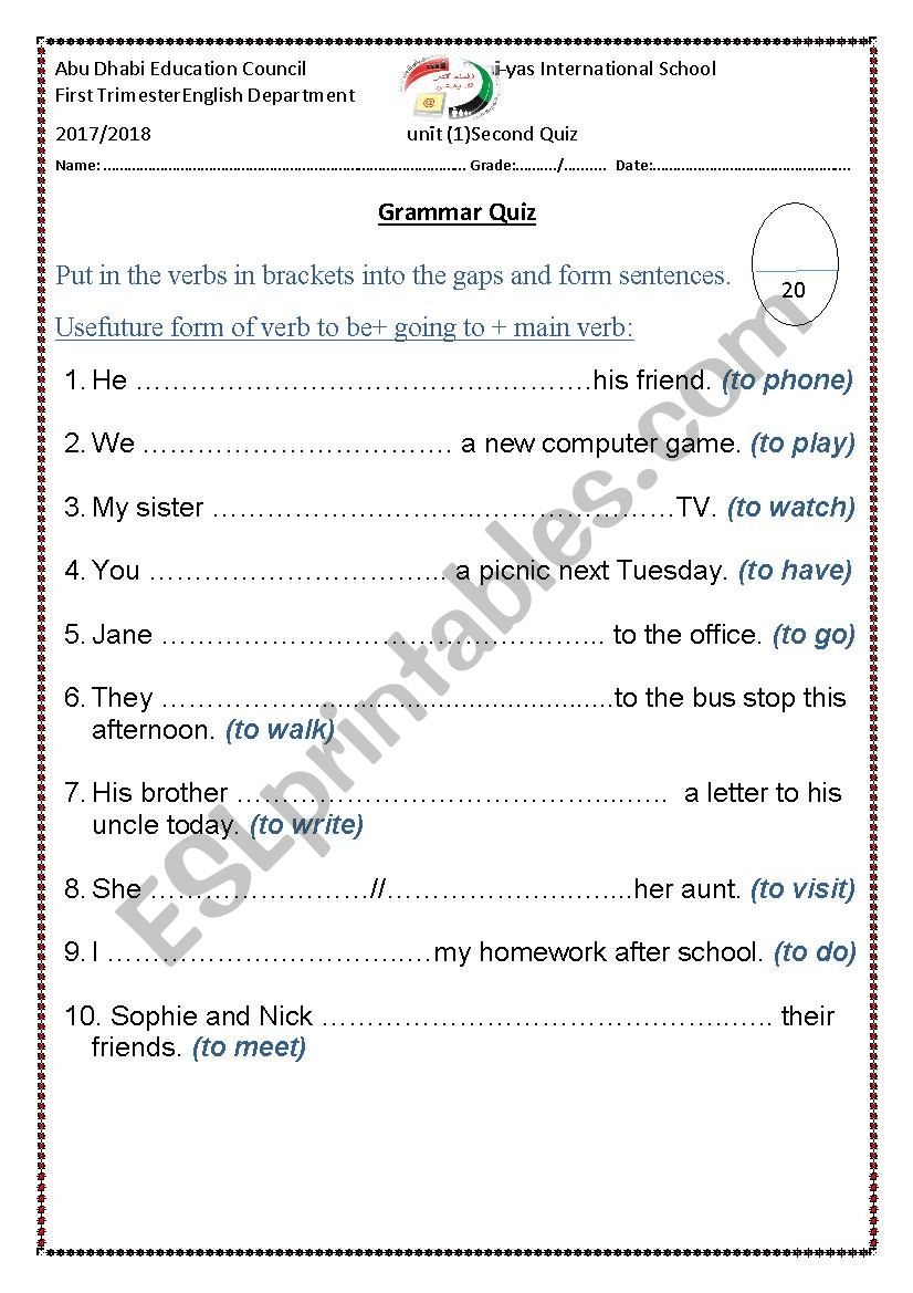 grammar quiz worksheet