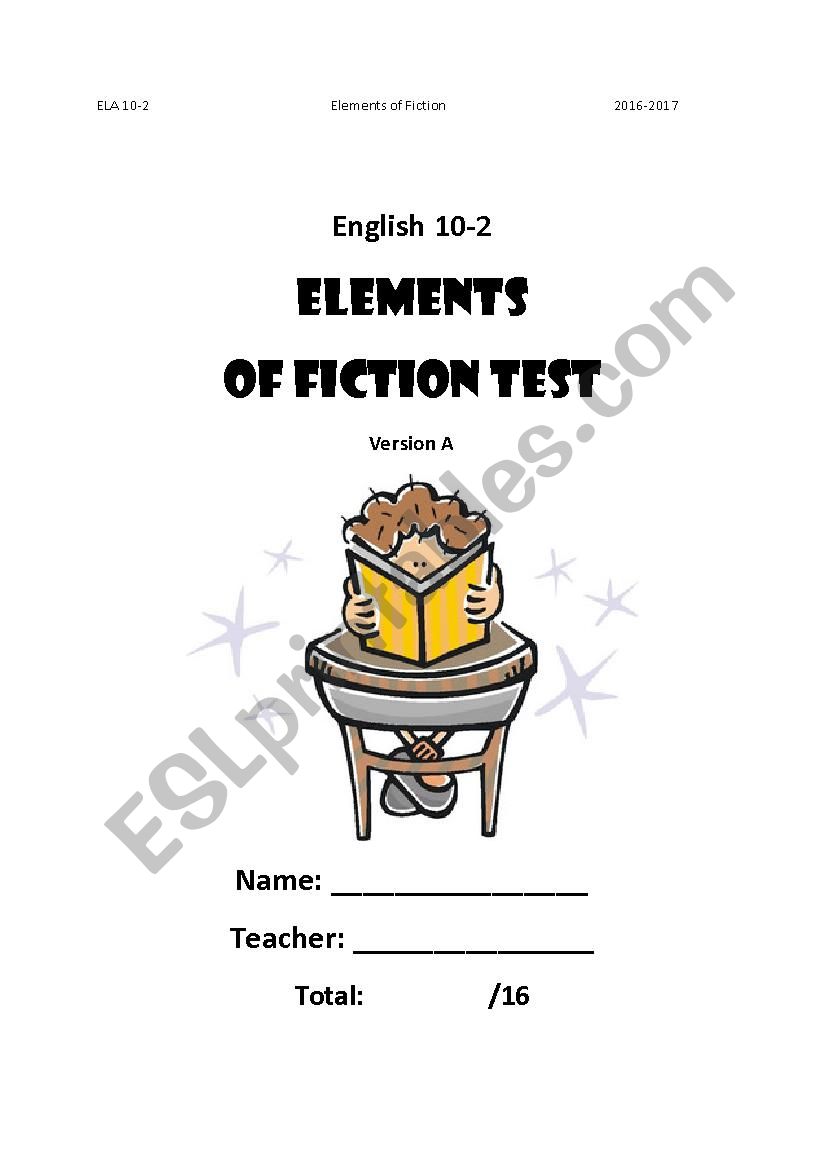 Elements of Fiction Quiz worksheet