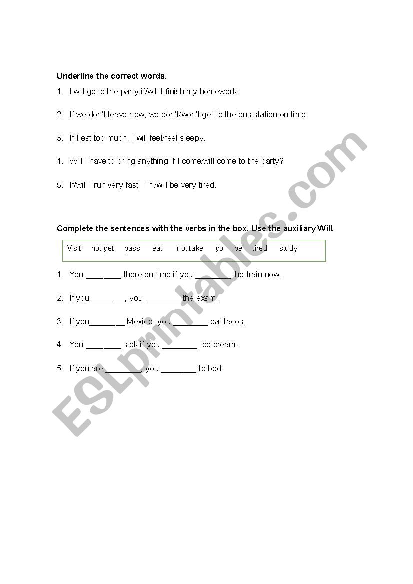 First Conditional worksheet