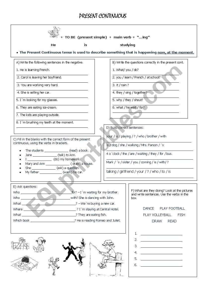 Present continuous practice worksheet