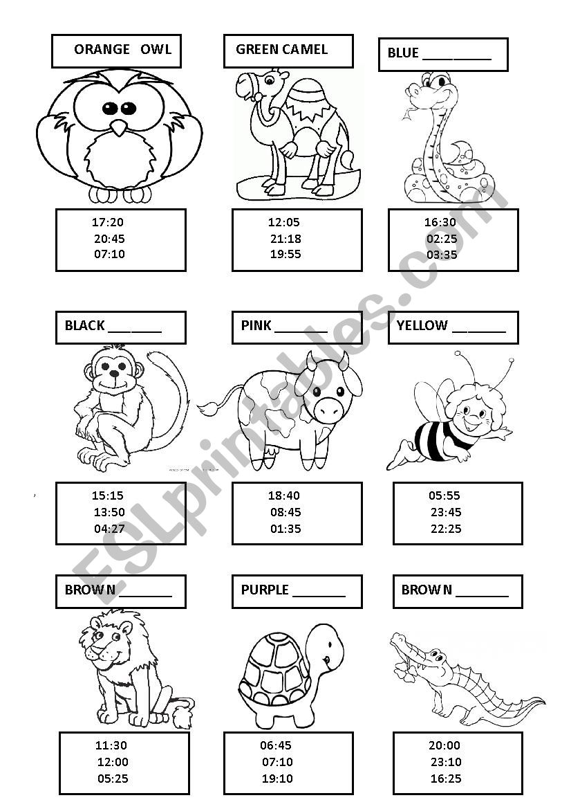 times with animals worksheet