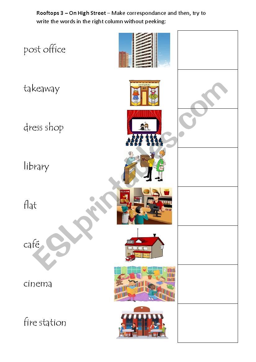 city places worksheet